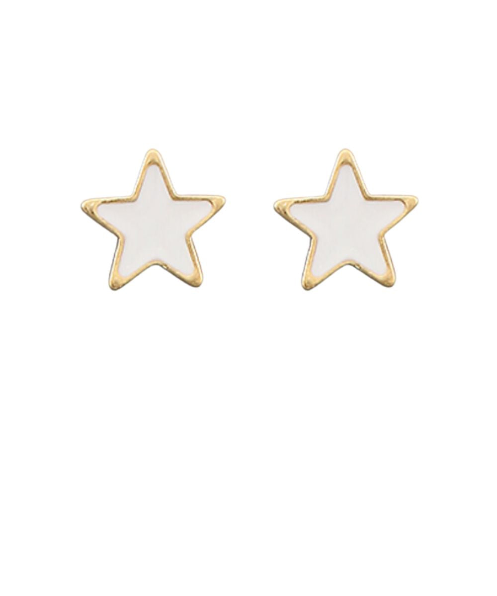 WHITE EPOXY STAR STUD EARRING