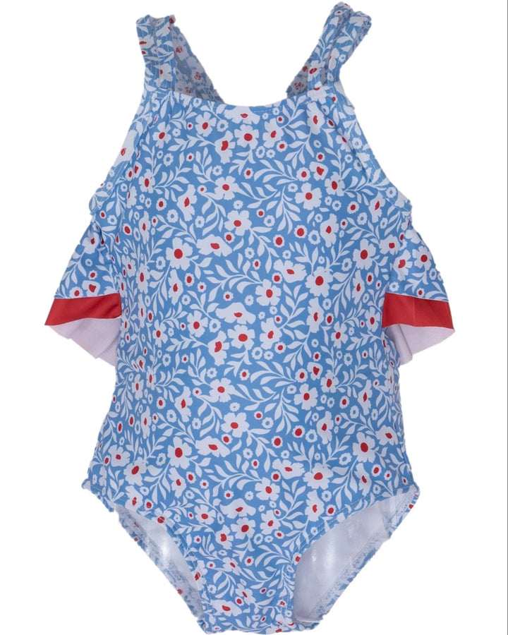 RED WHITE BLUE FLORAL LAGUNA SWIMSUIT