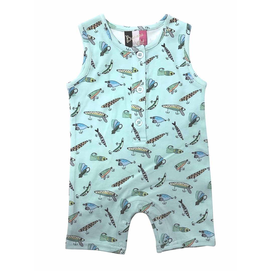 Fishing Lures Boys Romper | Baby Boy Fishing Lures Romper