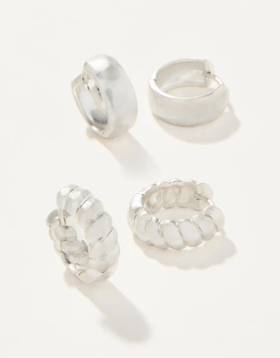 SILVER CLASSIC HOOP EARRING SET