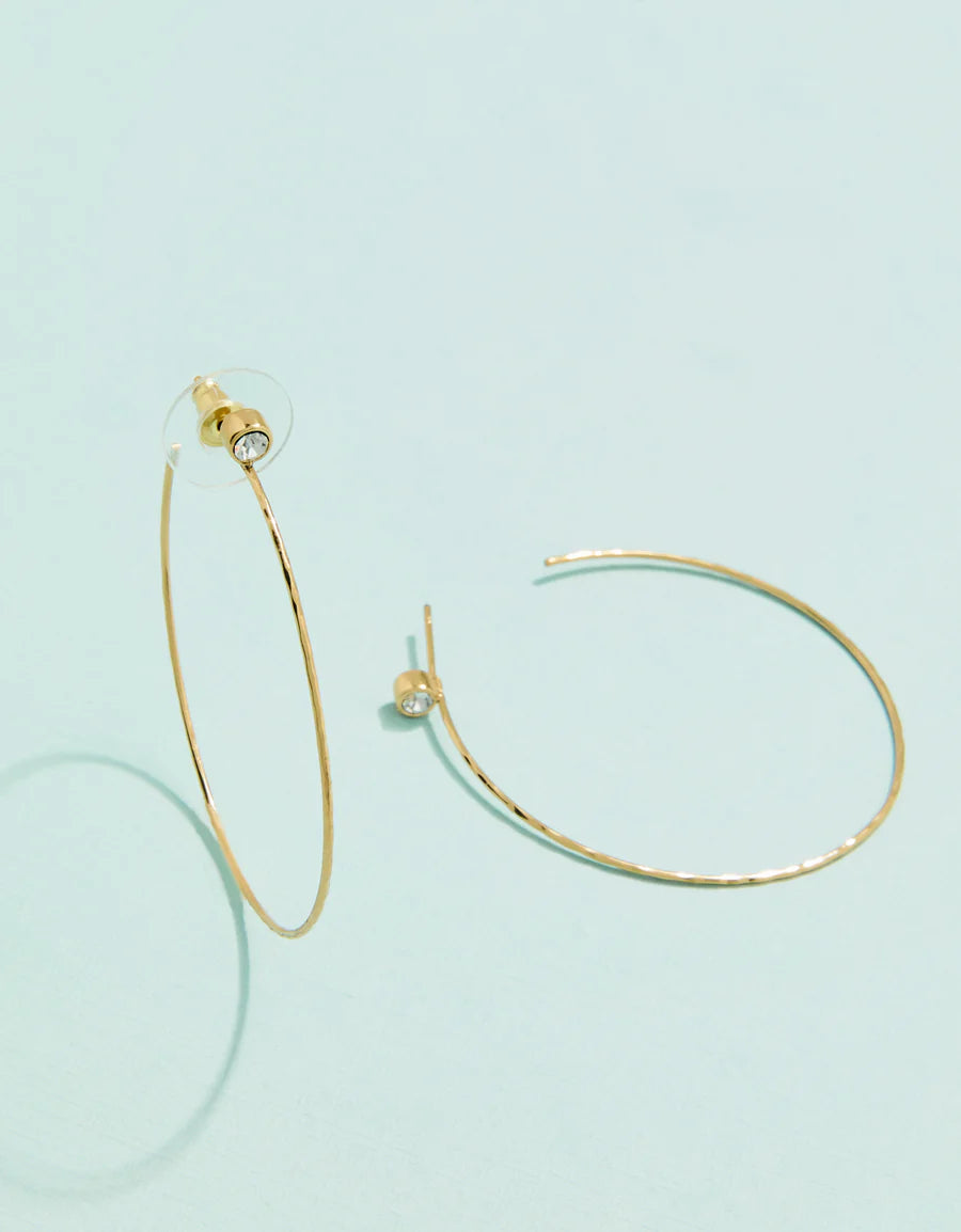 CRYSTAL ULTRATHIN HOOP EARRINGS 24MM