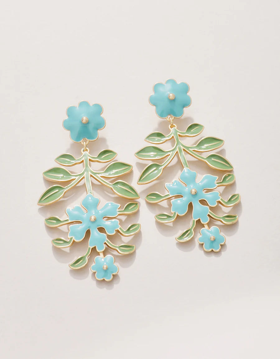 DELPHINIUM EARRINGS BLUE/GREEN