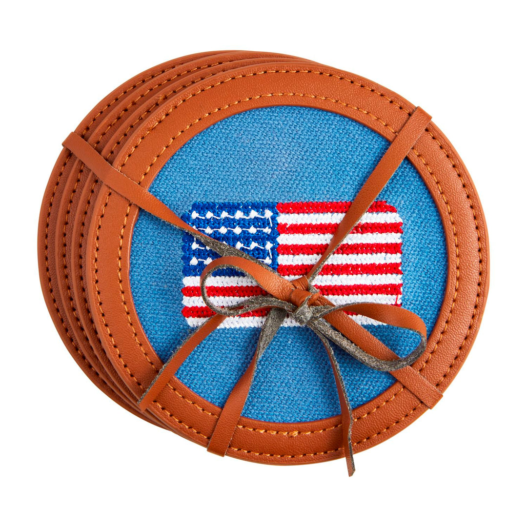 FLAG EMBROIDERED COASTER SET
