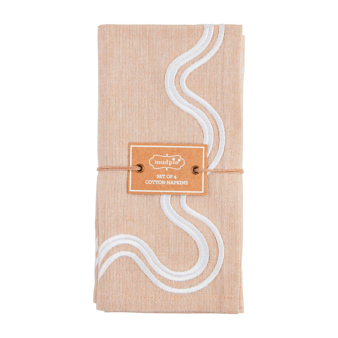 TAN & WHITE SQUIGGLE NAPKIN SET