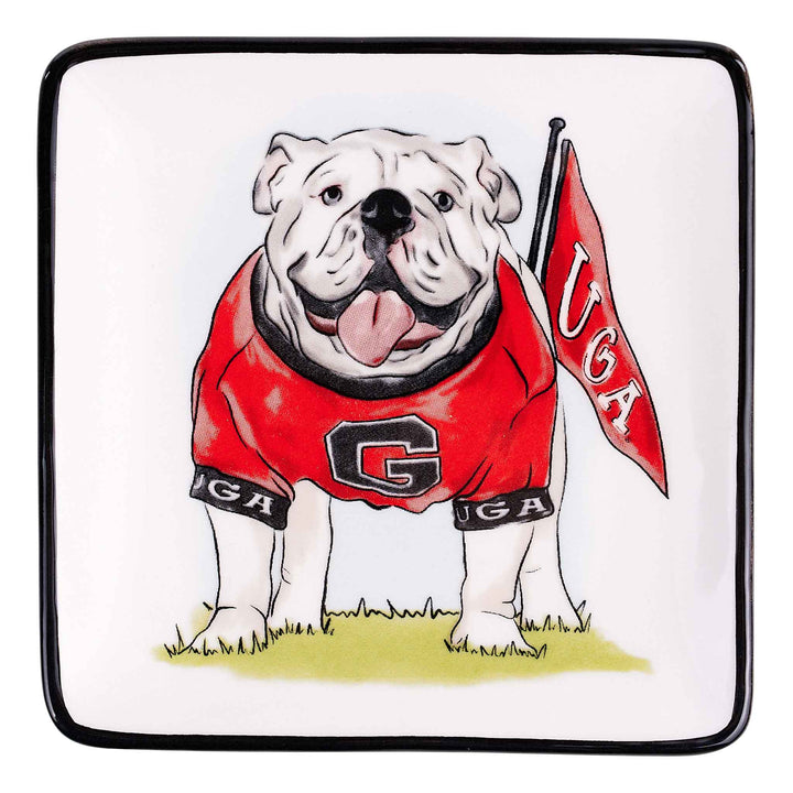 UGA Bulldog with Flag Trinket Tray – University of Georgia Game Day Jewelry or Key Holder | Walker Boutique