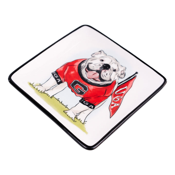 UGA Bulldog with Flag Trinket Tray – University of Georgia Game Day Jewelry or Key Holder | Walker Boutique