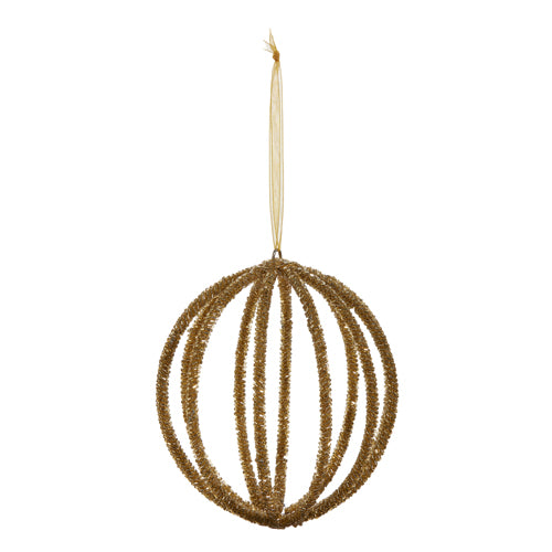 ANTIQUE GOLD BEADED BALL ORNAMENT