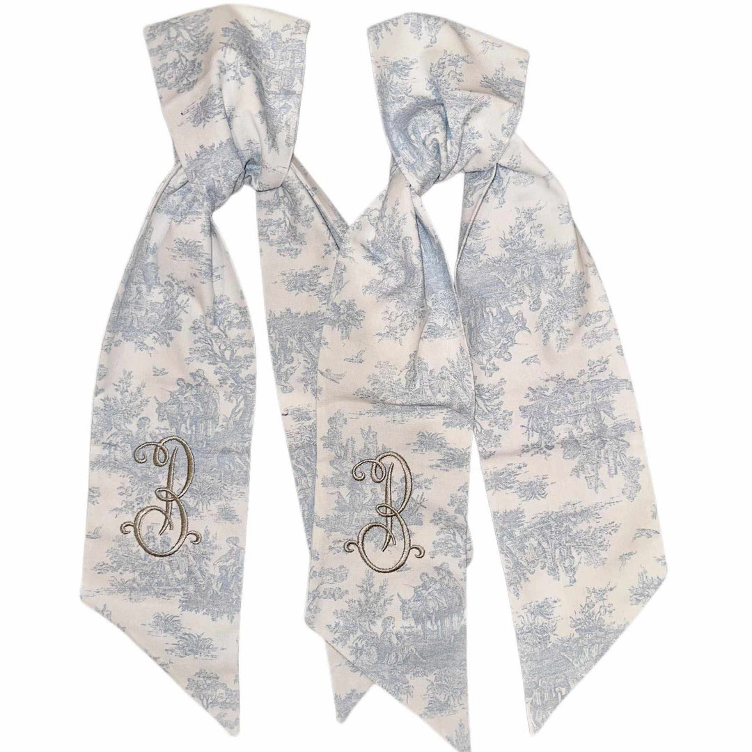 monogrammed toile wreath sash