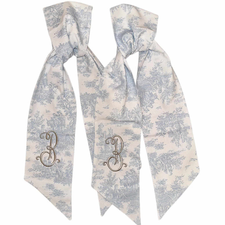monogrammed toile wreath sash