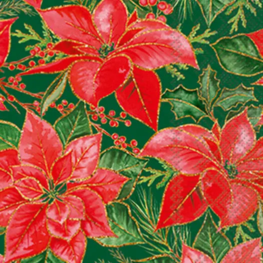 CHRISTMAS POINSETTIA GUEST TOWEL