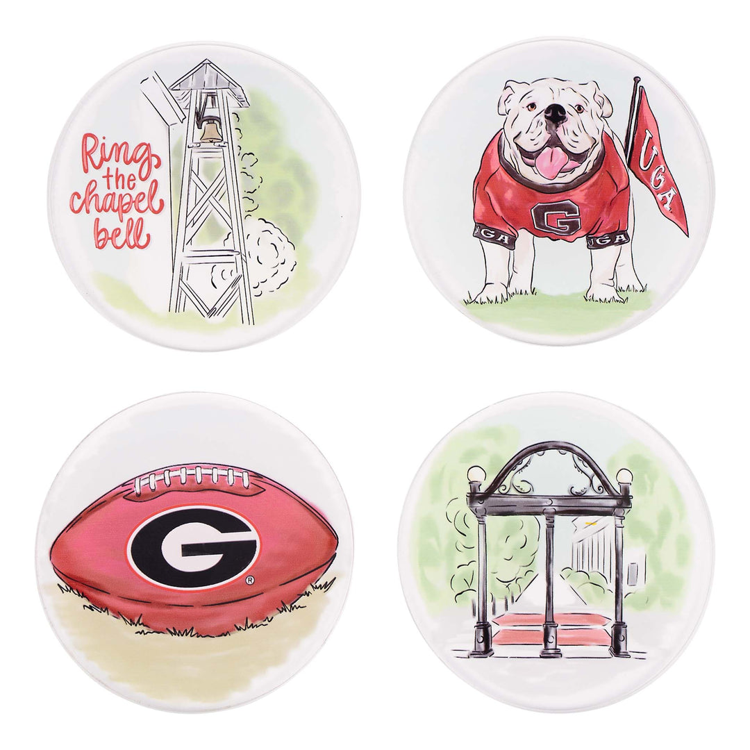 UGA Coaster Set – University of Georgia Bulldogs Game Day Drink Coasters | Walker Boutique