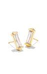 FLETCHER STUD EARRINGS, GOLD WHITE CZ