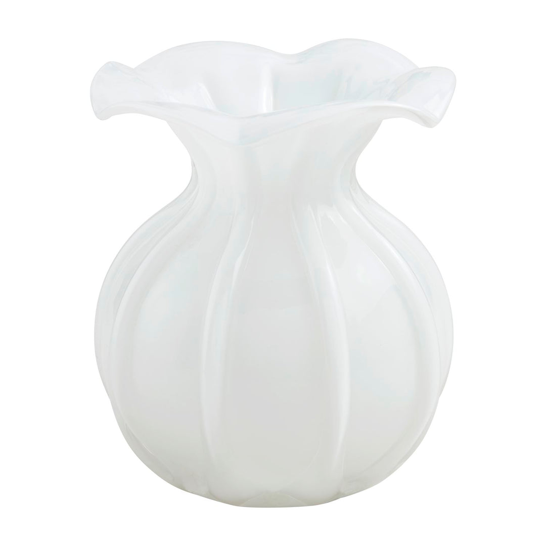 OPAQUE RUFFLED GLASS VASE
