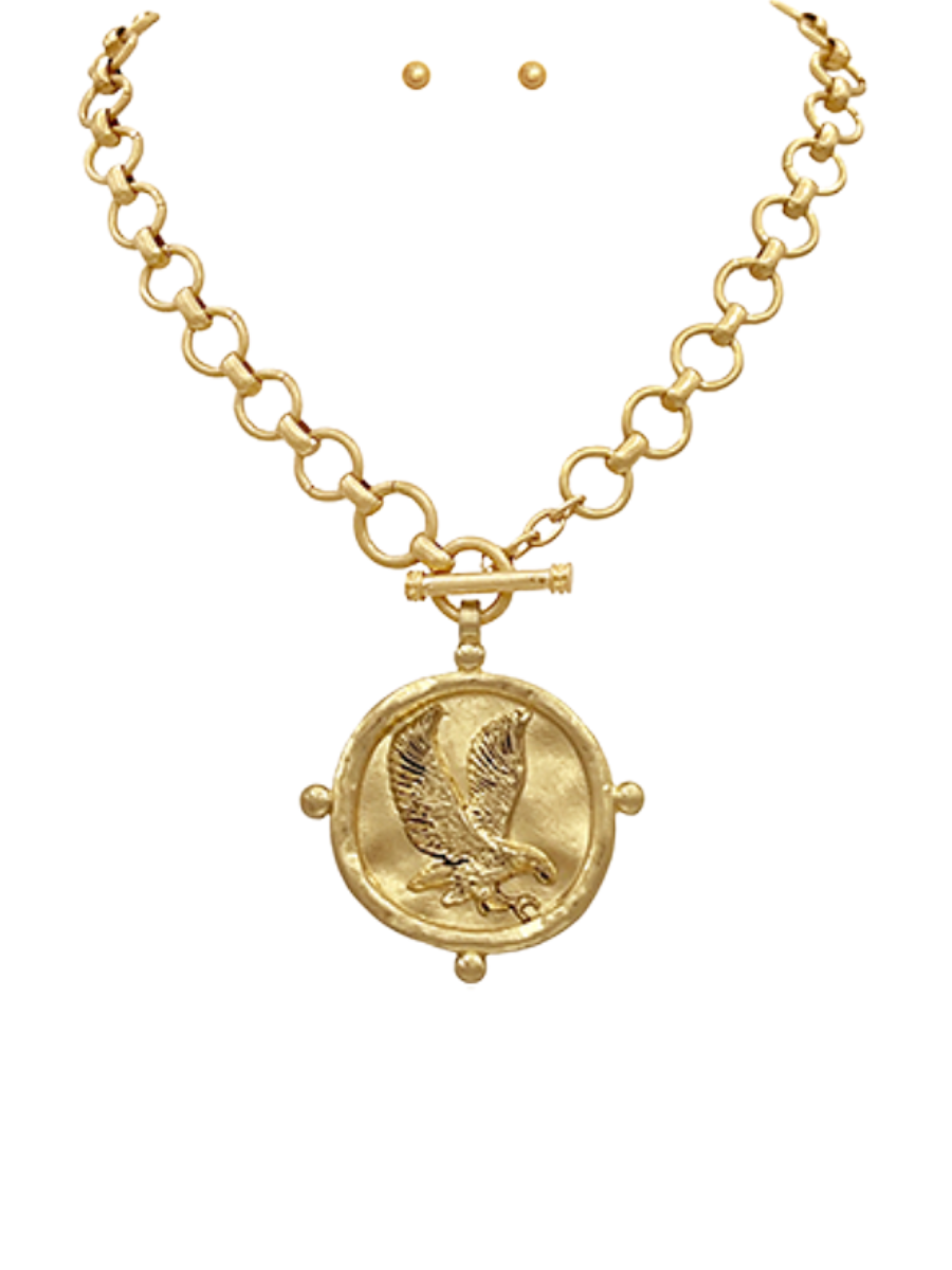 EAGLE MEDALLION GOLD NECKLACE