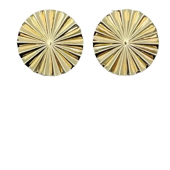GOLD ROUND ACCORDION STUD EARRINGS