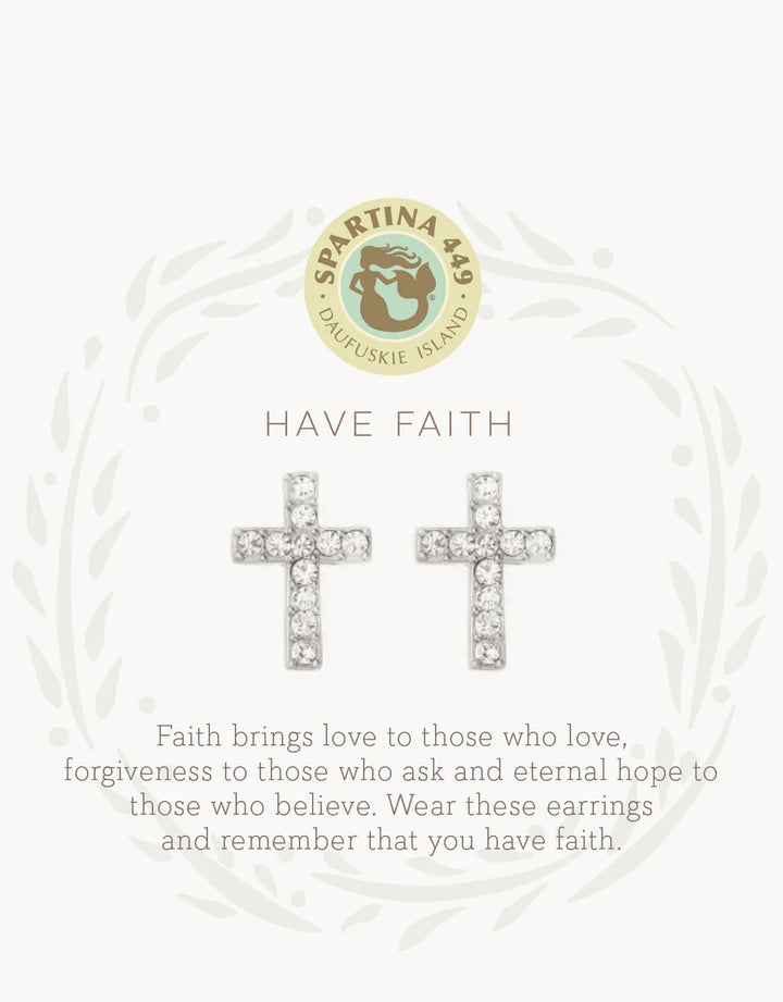 SILVER HAVE FAITH/CROSS SEA LA VIE EARRINGS