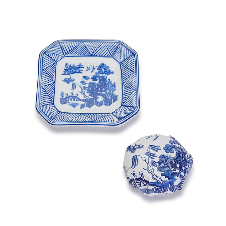 BLUE WILLOW SOAP & TRAY SET