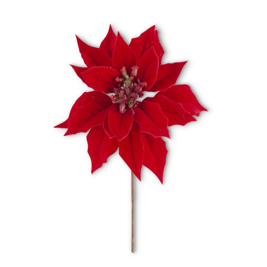 9" RED POINSETTIA PICK