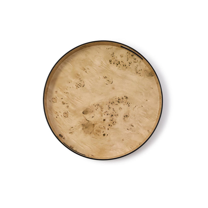 BURLED WOOD PATTERN ROUND TRAY
