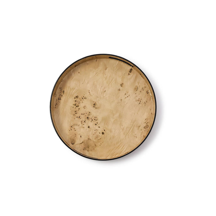 BURLED WOOD PATTERN ROUND TRAY