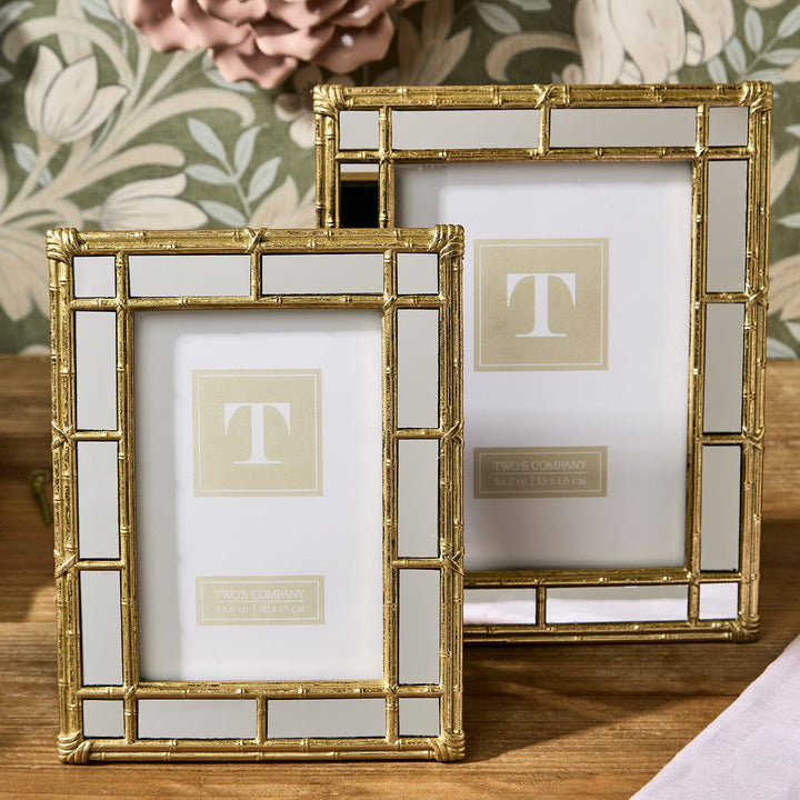 GOLD MIRROR EDGE BAMBOO PHOTO FRAME