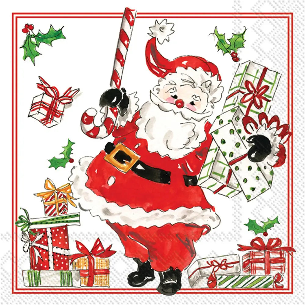 HOLLY JOLLY SANTAS COCKTAIL NAPKIN