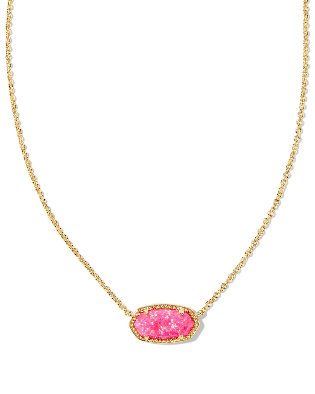 ELISA COLOR BURST FRAME SHORT PENDANT NECKLACE, GOLD BRIGHT PINK KYOCERA OPAL