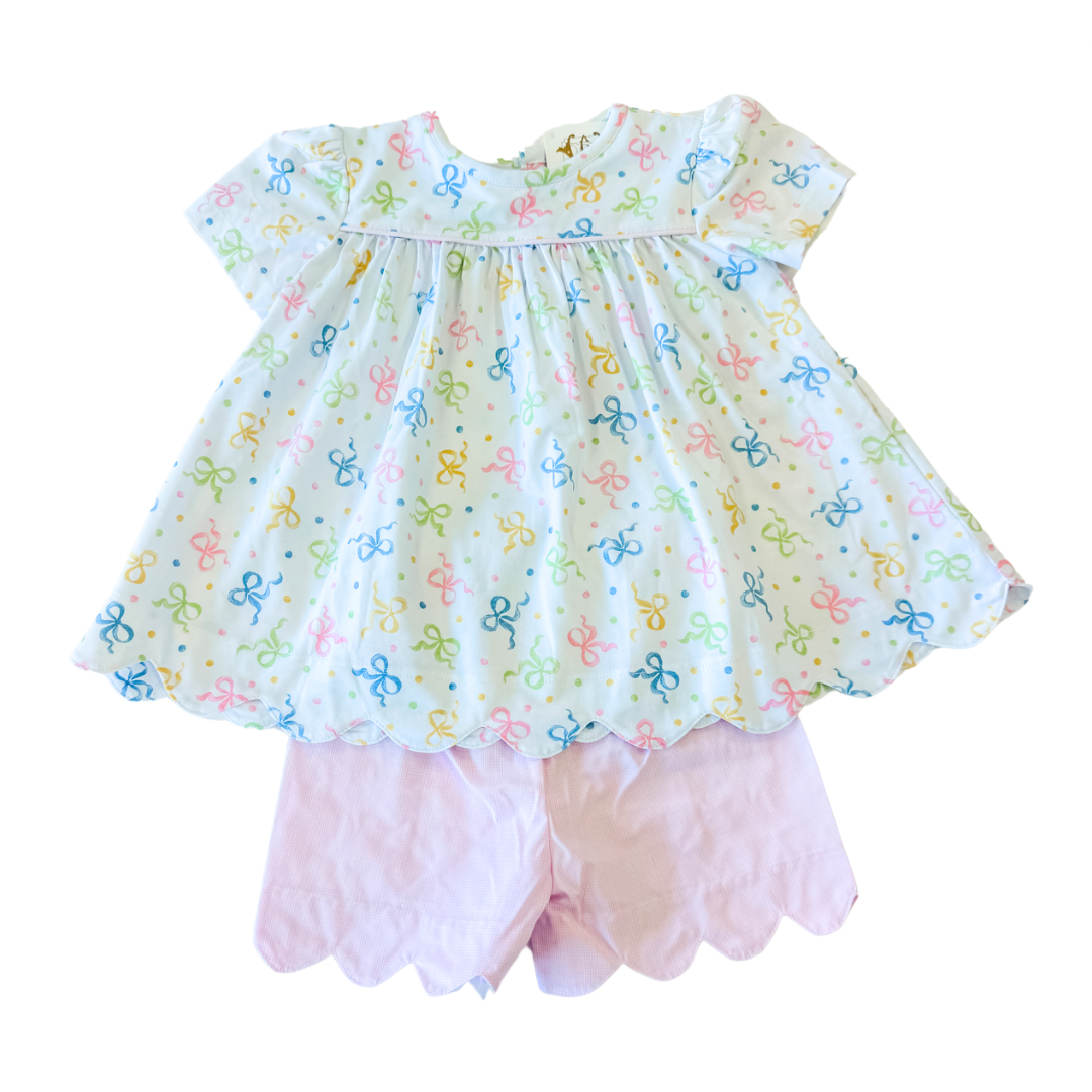 MULTI COLOR BOWS GIRL'S SHORT SET