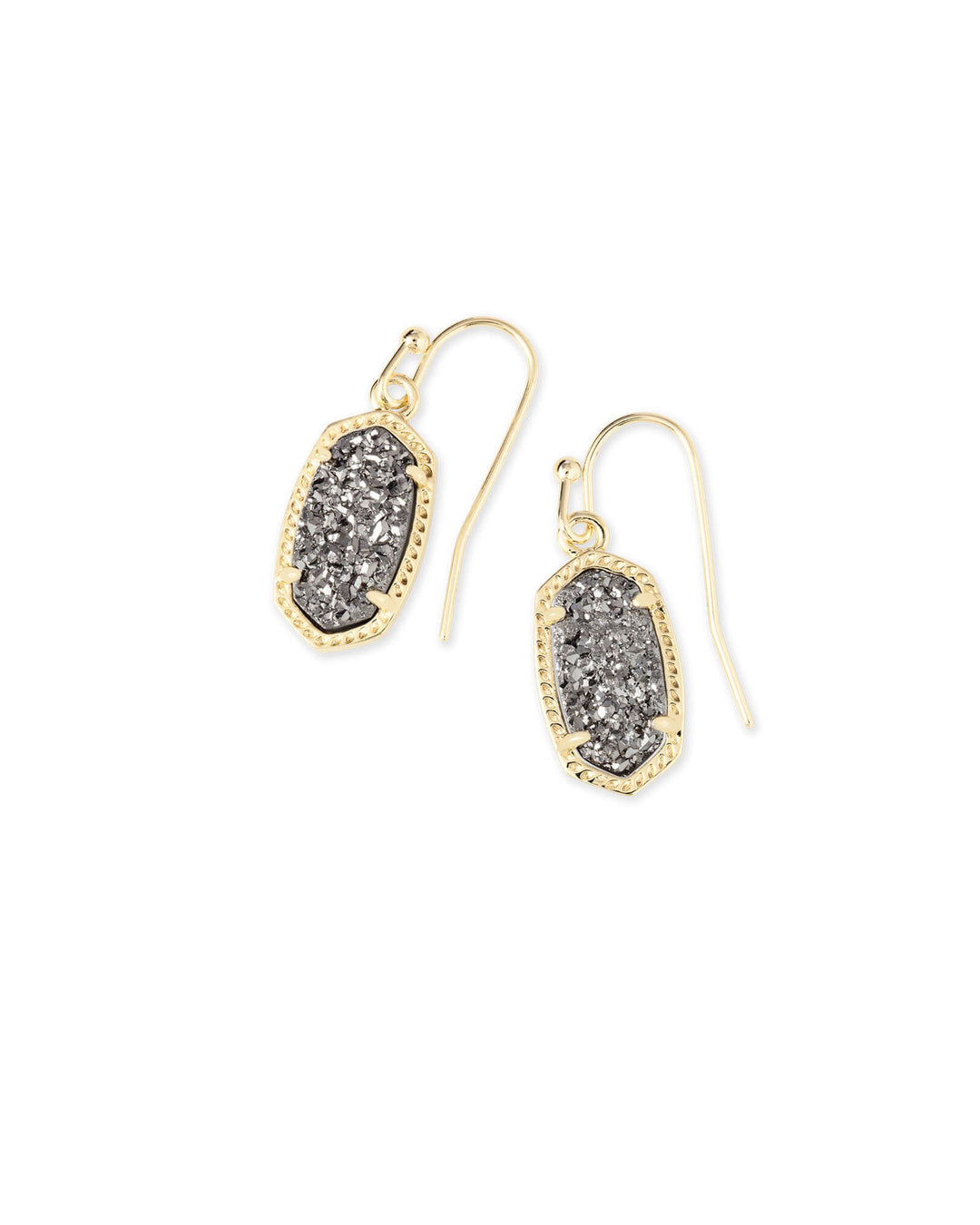 LEE EARRINGS, GOLD PLATINUM DRUSY