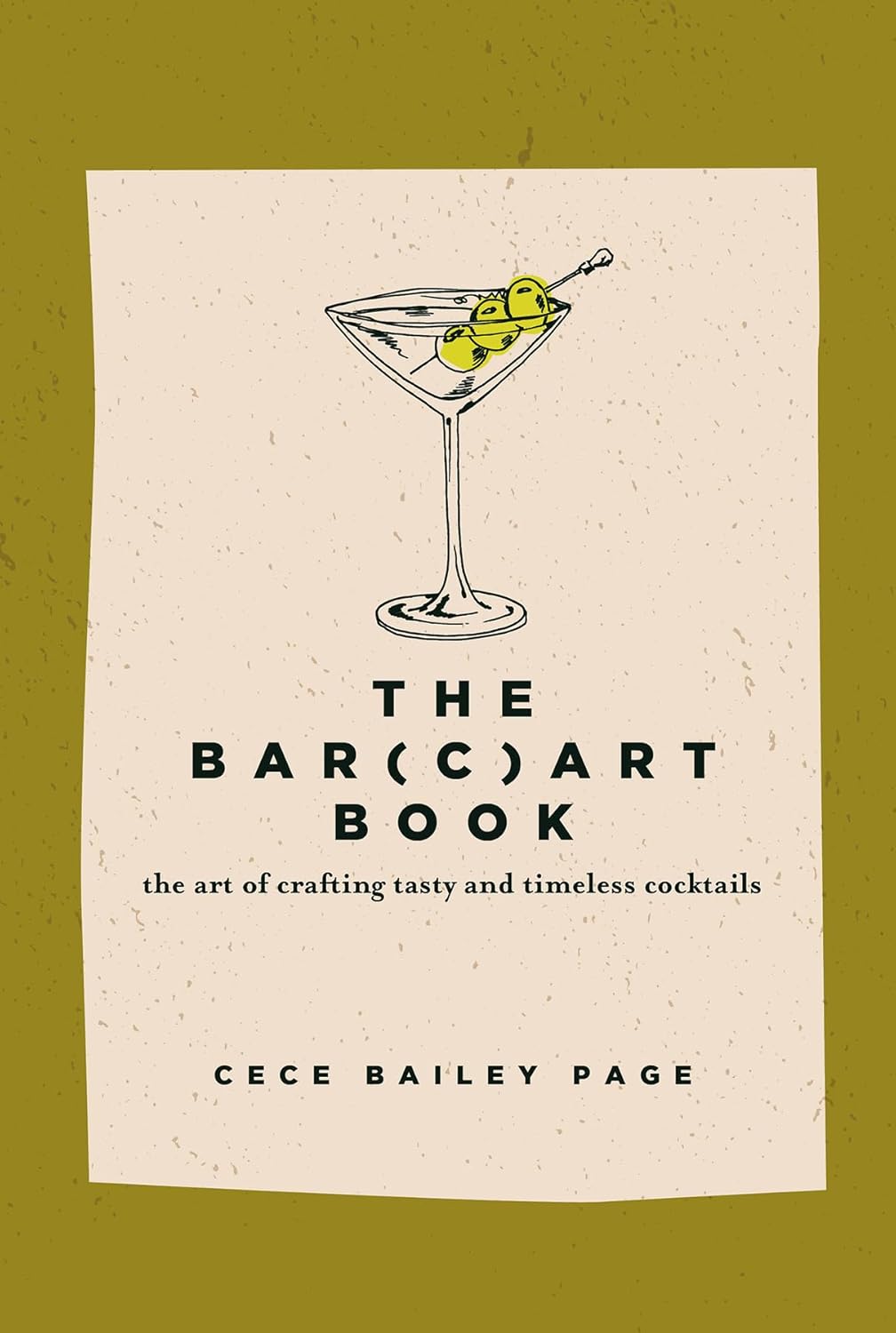 Book cover of 'The Bar(c)Art Book' with a cocktail illustration on a beige background.
