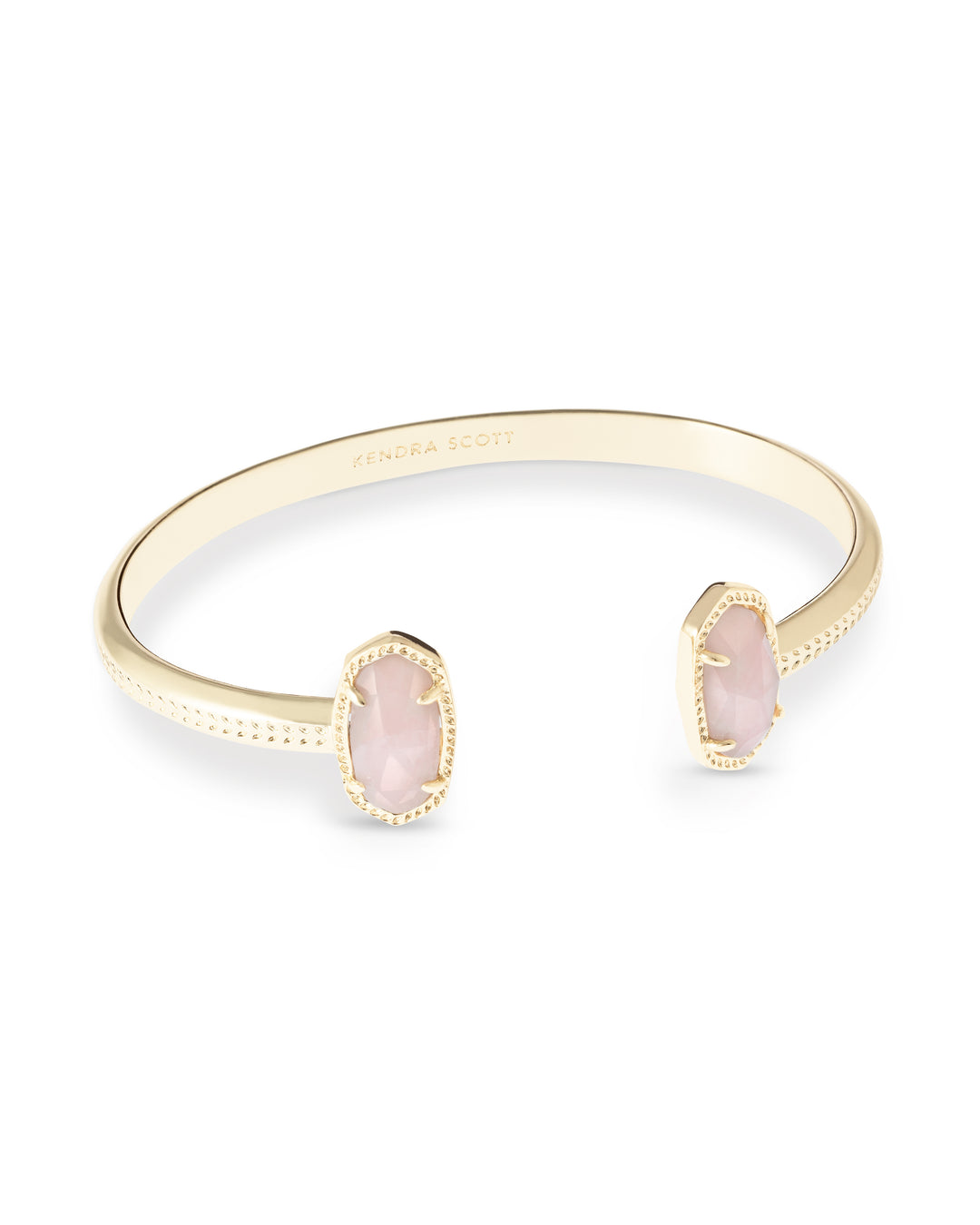 ELTON CUFF BRACELET, GOLD ROSE QUARTZ