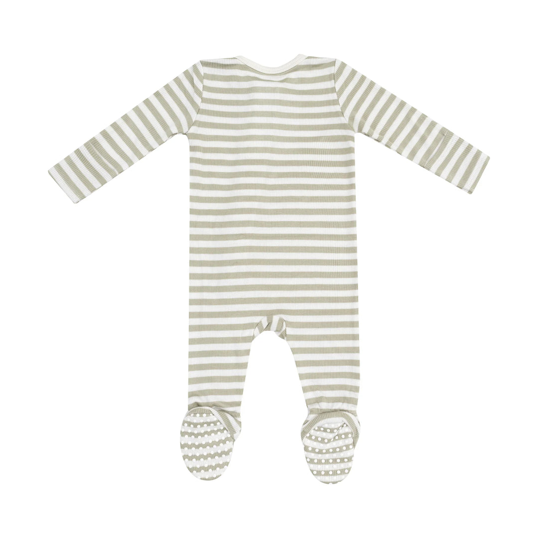 SAGE STRIPE ZIPPER FOOTIE