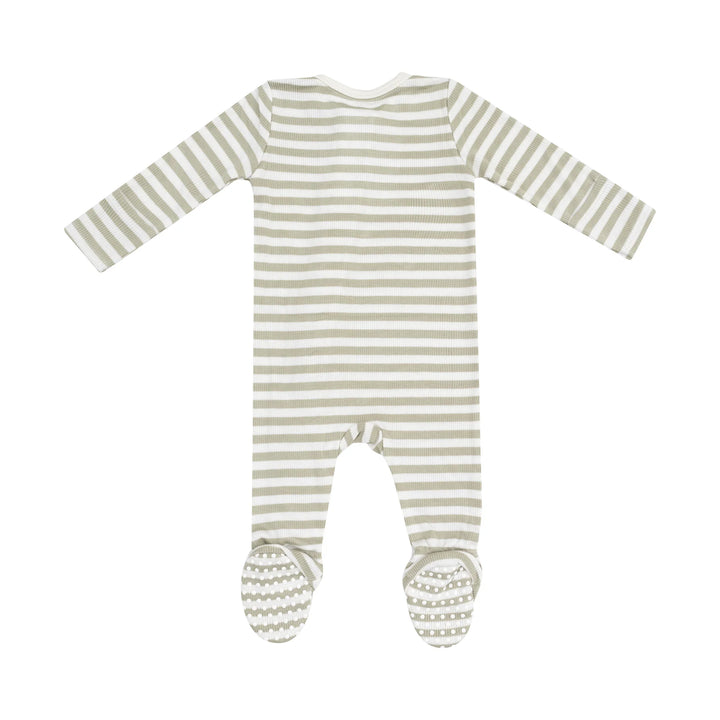 SAGE STRIPE ZIPPER FOOTIE
