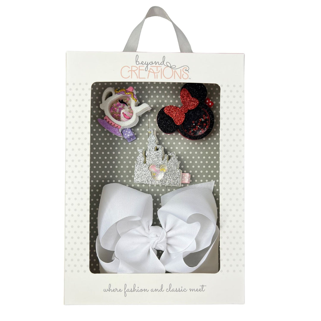 WHITE BOW WITH DISNEY SHAKERS SET
