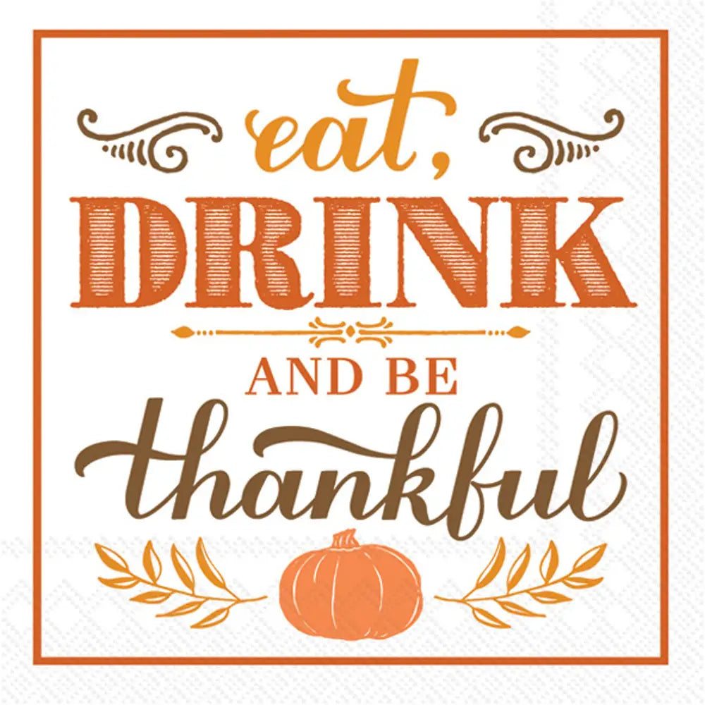 EAT DRINK BE THANKFUL COCKTAIL NAPKIN