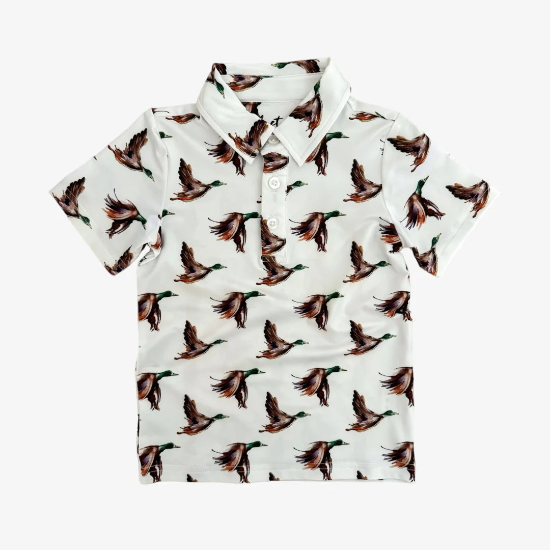 IN FLIGHT MALLARD SCOTTIE PERFORMANCE POLO