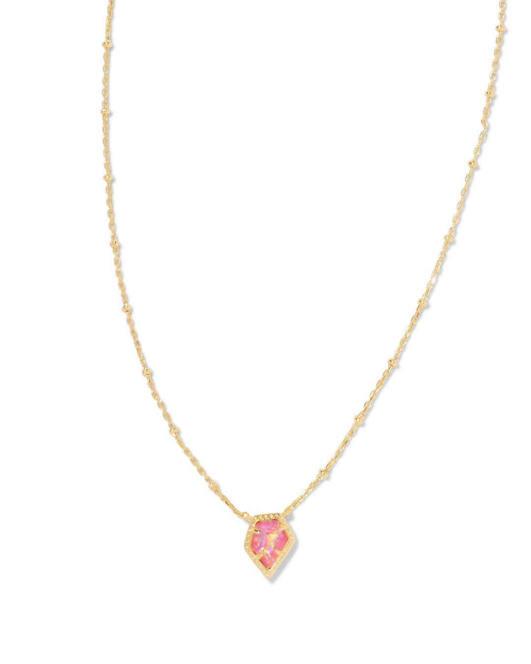 FRAMED TESS SATELLITE SHORT PENDANT NECKLACE, GOLD LUSTER ROSE PINK KYOCERA OPAL