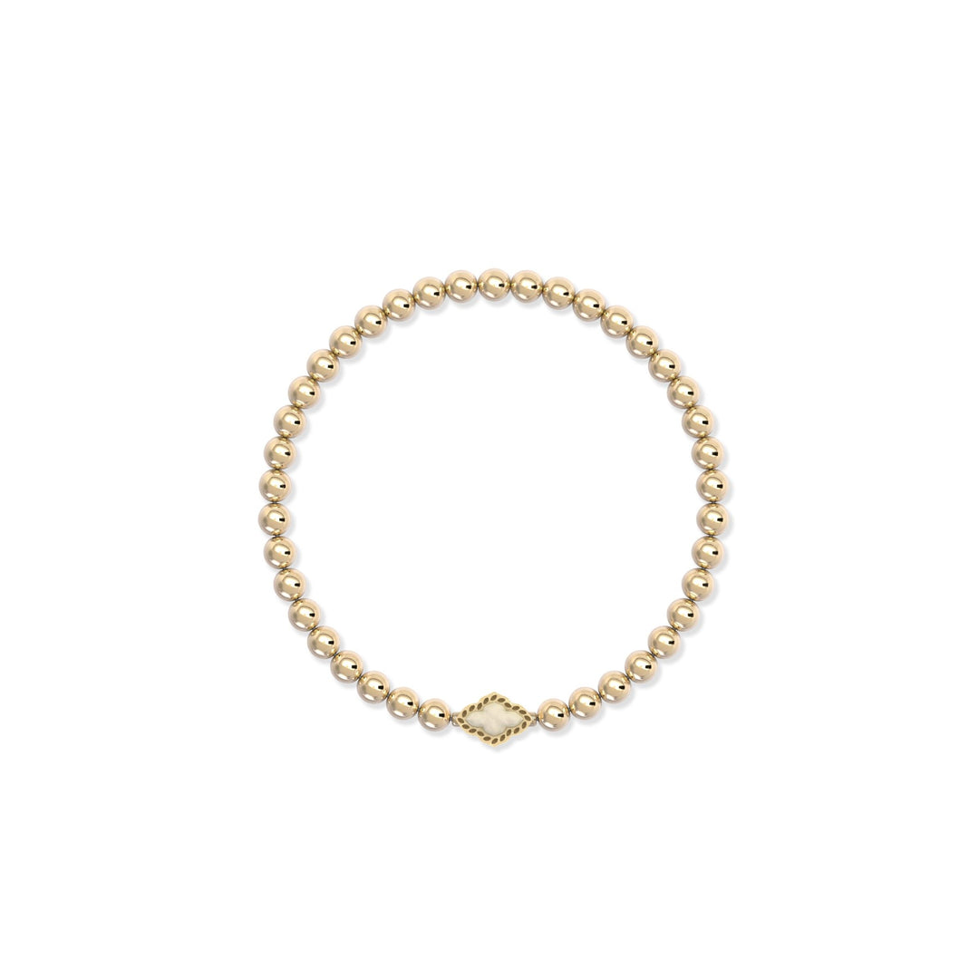 ABBIE BEADED STRETCH BRACELET, GOLD NATURAL MOTHER OF PEARL