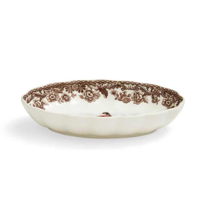 PHEASANT OVAL FLUTED DISH