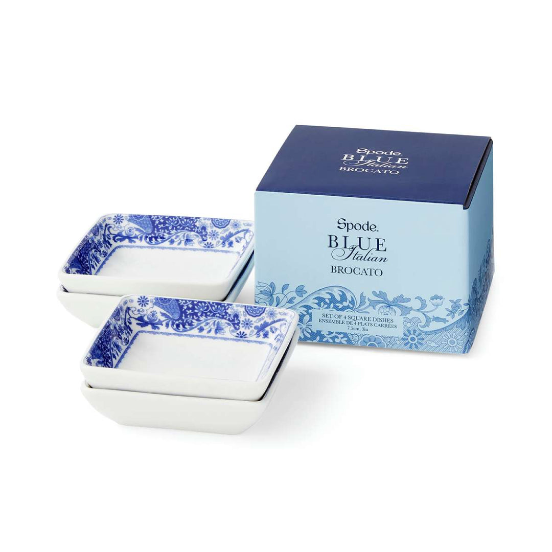 BLUE ITALIAN BROCATO 3" SQUARE DISHES SET