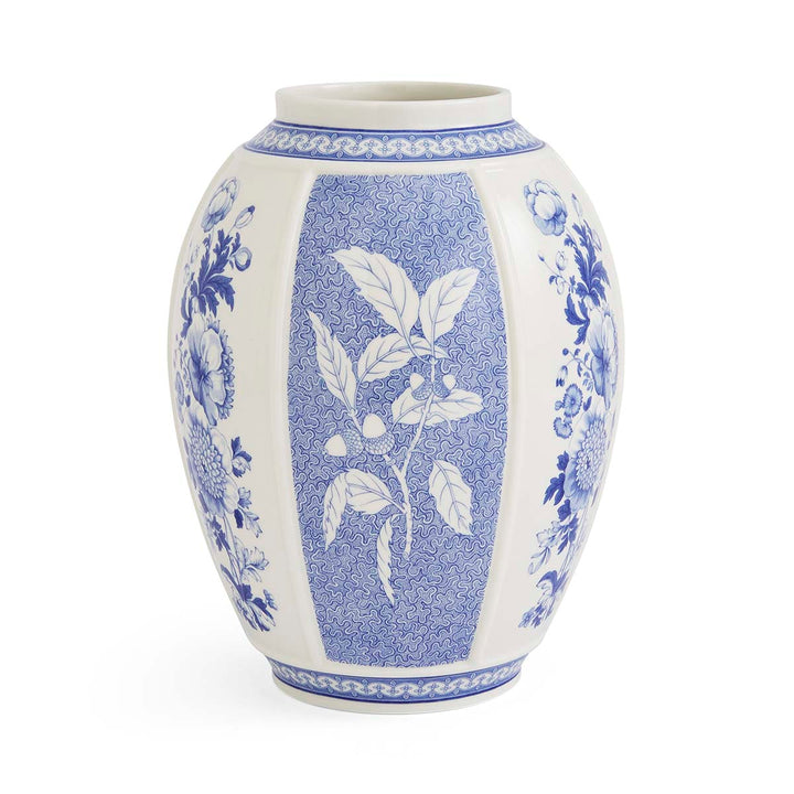 BLUE ITALIAN BRITISH FLOWERS PANEL VASE