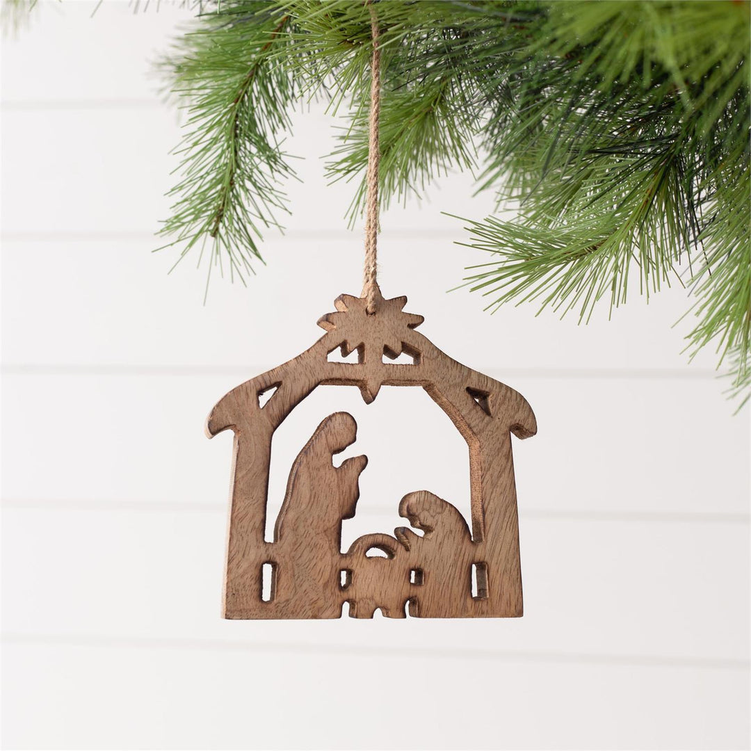 WOODEN NATIVITY ORNAMENT