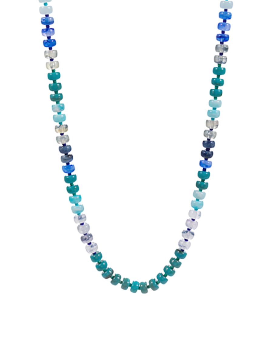 BLUE OMBRE BEADED NECKLACE