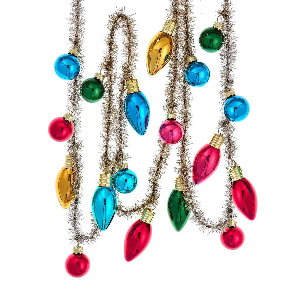 BULBS GOLD TINSEL GARLAND