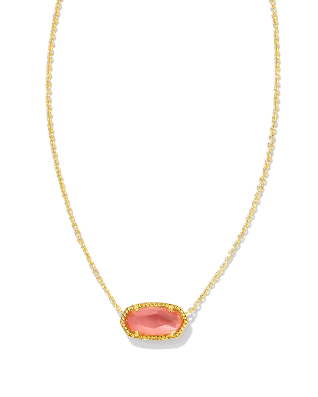 ELISA SHORT PENDANT NECKLACE, GOLD CORAL PINK MOTHER OF PEARL