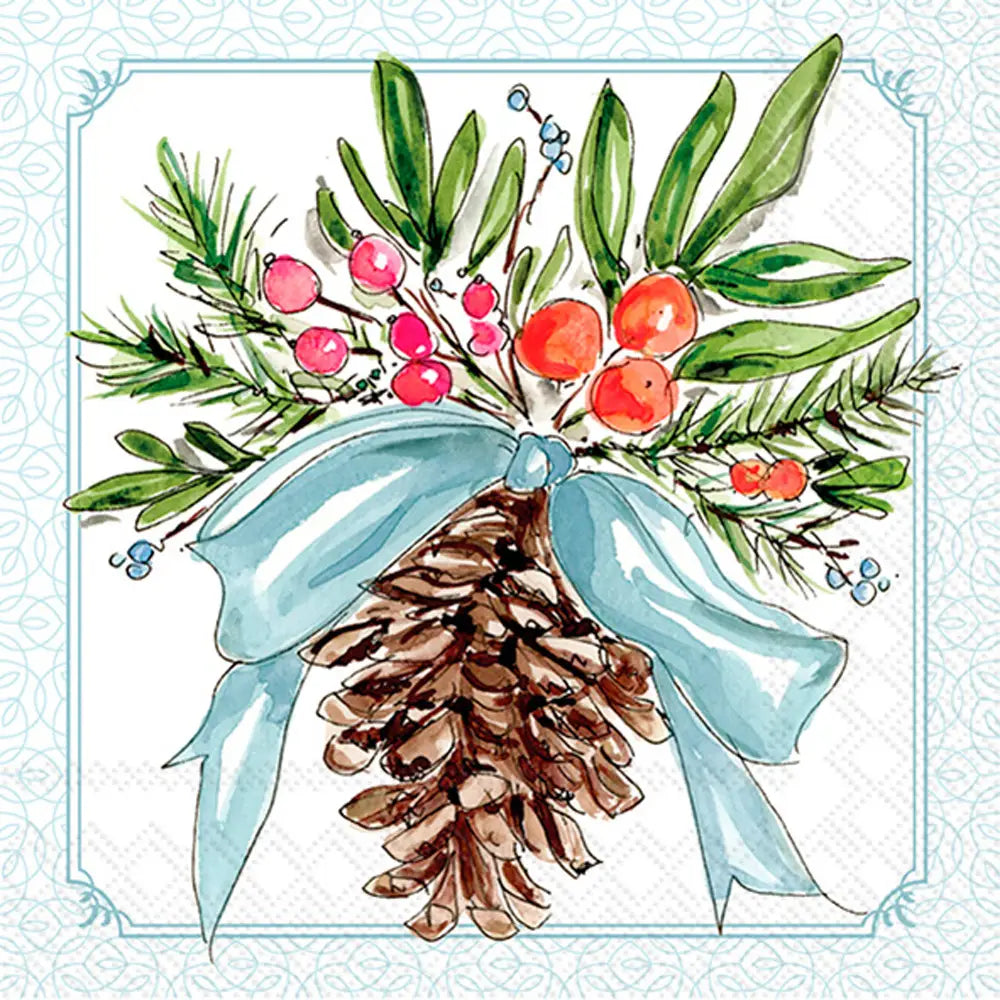 PINECONES AND RIBBONS COCKTAIL NAPKIN