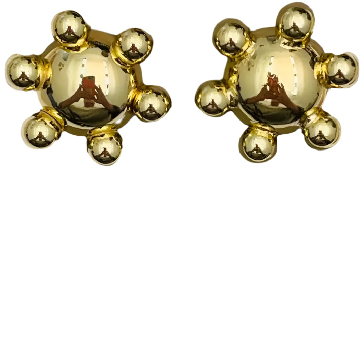 GOLD ROUND POLISHED STUD EARRINGS