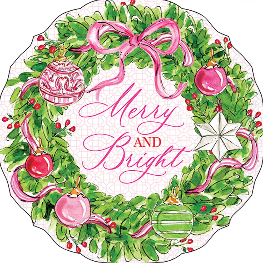 MERRY & BRIGHT WREATH SHAPED NAPKINS