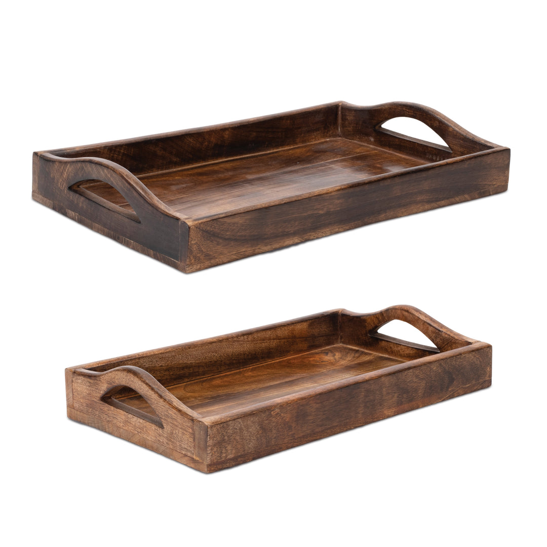 WOODEN HANDLED TRAY