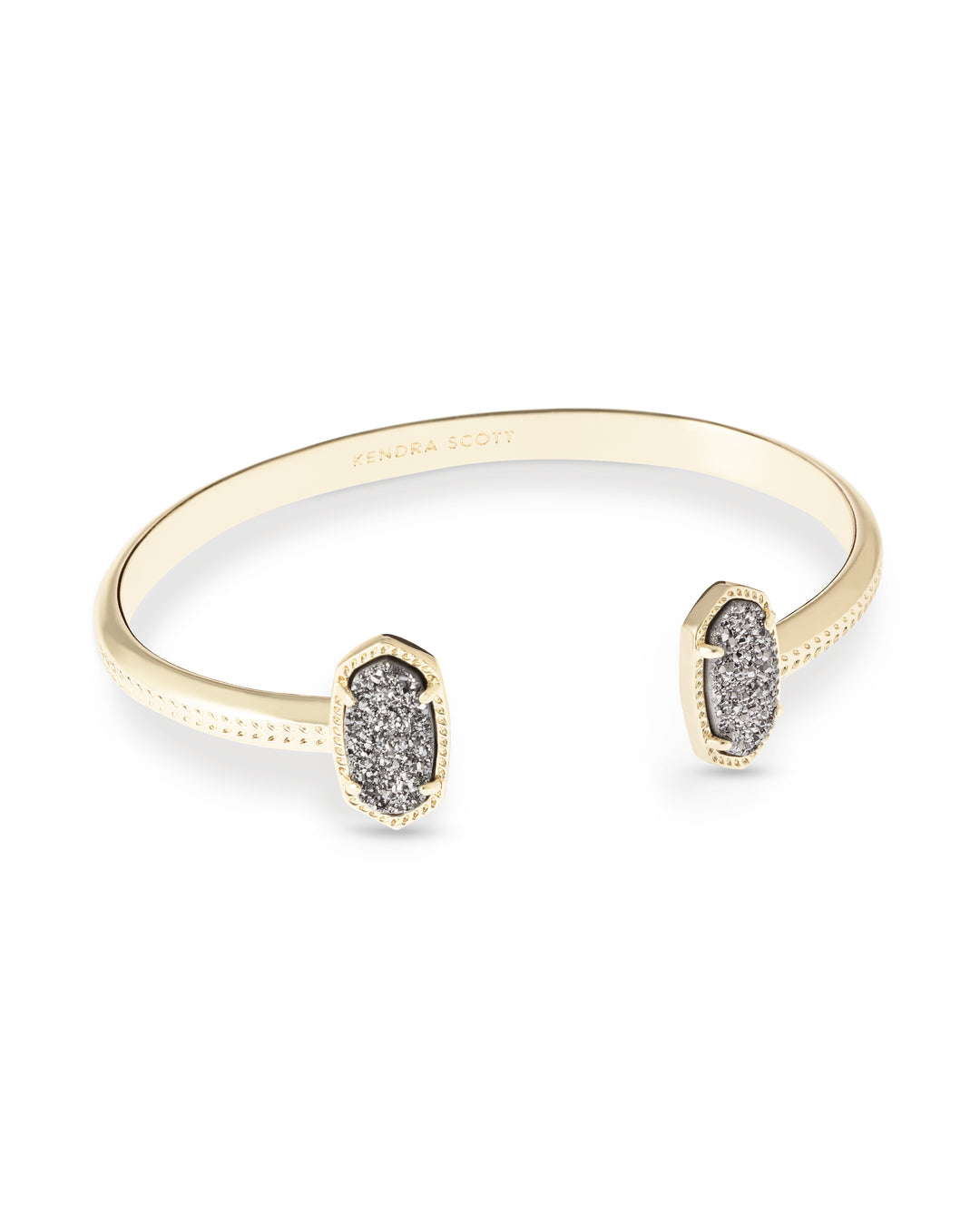 ELTON CUFF BRACELET, GOLD PLATINUM DRUSY